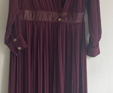 Zara wrap pleated dress burgundy size 14 New