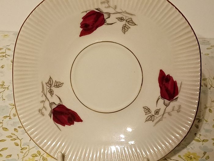 Vintage Chocolate Porcelain Red Rose Design.