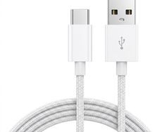 USB-C Nylon Braided Fast Charging Data Cable CarPlay Supported 1M 2M White
