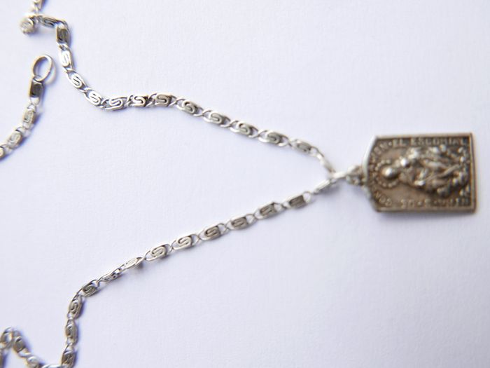 Vintage Catholic Pendant on Sterling Silver 925 Necklace length 20" - 4,6g