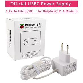New Official Raspberry Pi 4 Power Supply 5V 3A Charger EU UK US Plug Recommended USB-C Power Adapter for Raspberry Pi 4 Model B