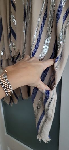 SASS & BIDE 100% Line Seqinned Striped Drape with Pockets - Rrp 220 AUD