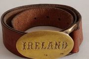 Vintage Leather Belt with Brass Buckle
