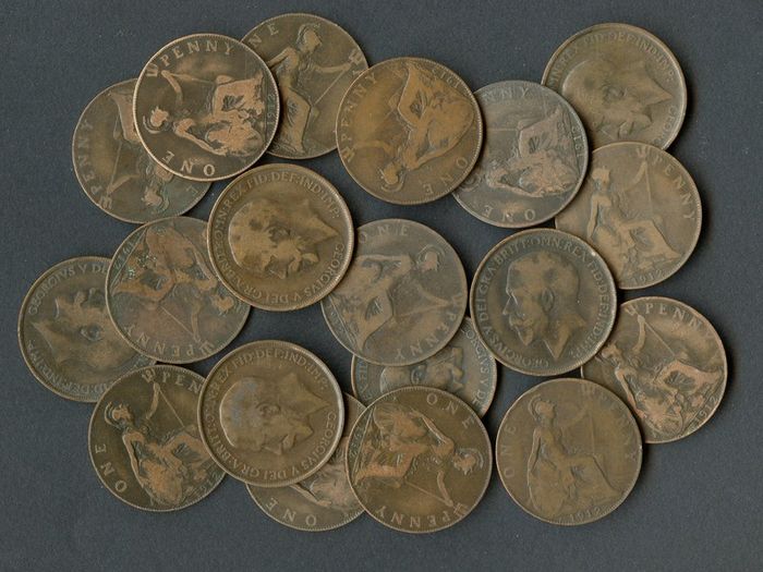 George V 1912 Copper Penny "H" Mint Mark - F to VF Condition - 3.00 Euro Each