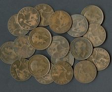 George V 1912 Copper Penny "H" Mint Mark - F to VF Condition - 3.00 Euro Each