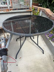 Glass Top Garden Table D90 H70cm