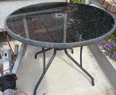 Glass Top Garden Table D90 H70cm