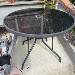 Glass Top Garden Table D90 H70cm