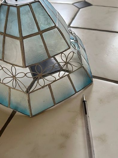 Ceiling Light Shade- Blues And Silver. In Great Condition.