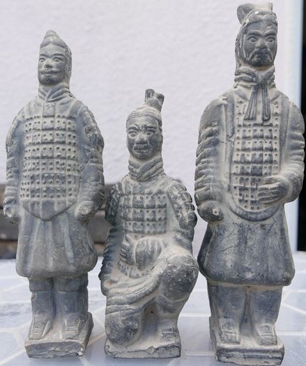 Trio of Vintage Chinese Terracotta Army Soldiers of Qin Shi Huang