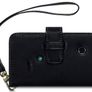 New Sony Xperia Tipo Premium Pu Leather Wallet Case Cover Black & Hot Pink With Tan Inside Black With Tan Inside Image 2