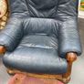Blue leather armchair Image 5