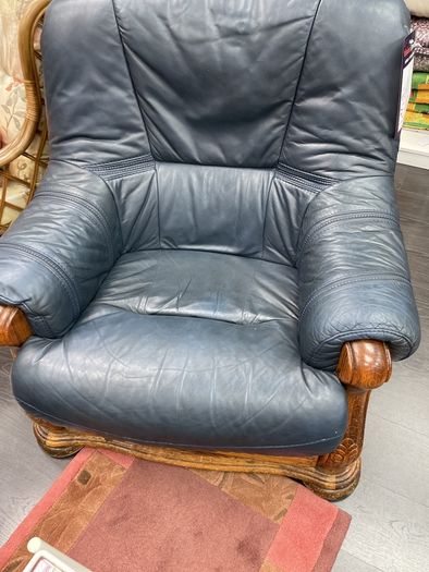 Blue leather armchair
