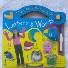 Letters and word, carry wipe clean wheel book