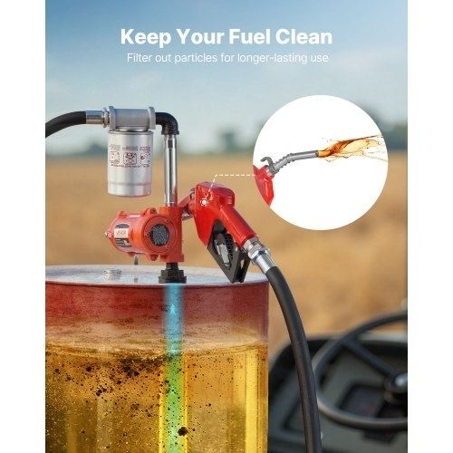Fuel Transfer Pump, 12V DC 40 L/min, Portable Diesel Transfer Pump Kit, with Auto Shut-Off Nozzle, Discharge Hose, Overheat Protection, Power Cable, Explosion-Proof, for Gasoline Diesel Kerosene