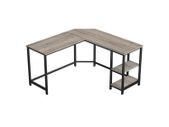 desk, L-shaped computer desk, corner desk with 2 shelves, space-saving office desk in industrial design, gaming, easy setup,