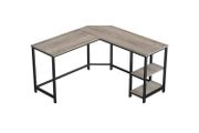 desk, L-shaped computer desk, corner desk with 2 shelves, space-saving office desk in industrial design, gaming, easy setup,