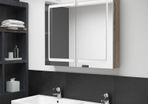 LED Bathroom Mirror Cabinet White and Oak 80x12x68 cm