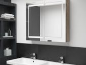 LED Bathroom Mirror Cabinet White and Oak 80x12x68 cm