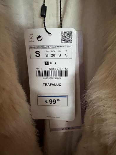 New with tags Zara faux fur in blonde