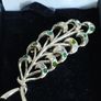 Vintage Brooch with Green Rhinestones. Image 3
