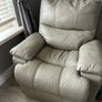 3 + 1 seater taupe grey leather sofa. Image 8