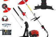 BU-KO 52cc Backpack Long Reach Petrol Multi Functional Garden Tool: Petrol Strimmers and Brush Cutter, Extendable Petrol Hedge Trimmer, Pruner Chainsaw, Petrol Grass Trimmers, 75cm Extension Pole