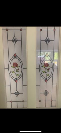 half glass door rose flower pattern.