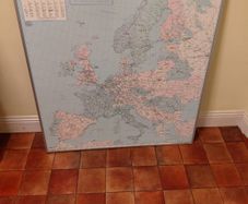 1990s Large  Framed School Wall Map Of Europe