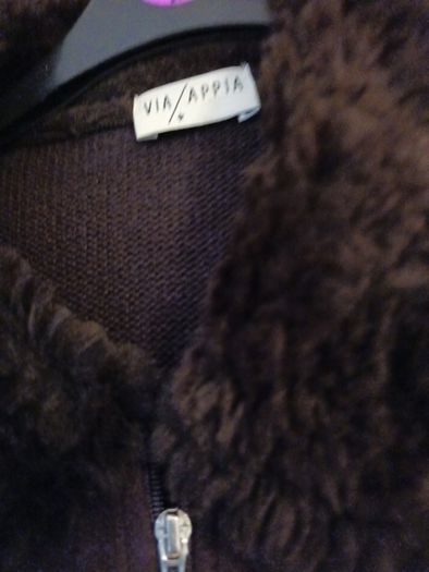 VIA APPIA Brown Faux  Suede  & Knitted  Jacket Cardigan. S.14. New.