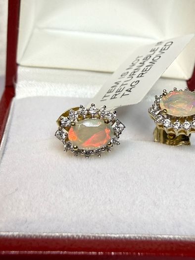 Ethiopian Opal & White Zircon Forest Dew Earring Sterling Silver