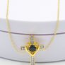Vintage 18kt Gold On Sterling Silver Black Spinel Cross Necklace Image 6