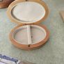 Vintage Oval Wooden Jewellery Box Layered Multi Wood Image 2