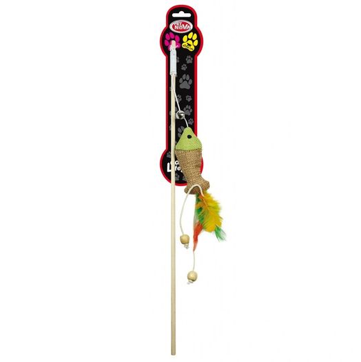 Pet Nova Cat Rod With Fish With Feathers Toy