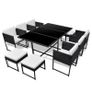 11 Piece Outdoor Dining Set with Cushions Poly Rattan Black Image 2
