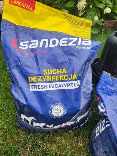 Chicken feeding and disinfectant.