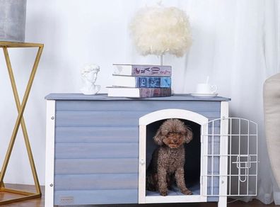 Wooden Dog Crate Indoor with Barrier Safety Gate,Large Wooden Dog Kennel/Cage for Small and Medium Dogs Easy to Lift (FREE POSTAGE)