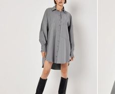 Grey pinstriped overshirt shirt