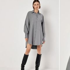 Grey pinstriped overshirt shirt