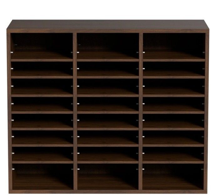 24-Compartment A4 Document Organiser  Adjustable Wooden Office & Home Storage Cabinet
