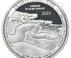 2023 Congo 20 Francs 1 oz Silver Bullion Coin -TITANOBOA Prehistoric Life (In Capsule)