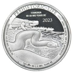 2023 Congo 20 Francs 1 oz Silver Bullion Coin -TITANOBOA Prehistoric Life (In Capsule)