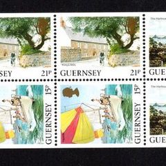 1991 Guernsey GB1.30 Definitive Stamp Booklet Pane (ex cover showing Golden Lion Inn, St Peter Port) Mint Never Hinged (MNH)