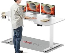 160x75CM Electric Standing Desk Height Adjustable Corner Standing Desk with Hooks and Cupholder Sit Stand Table Adjustable Desk with Memory Smart Pannel for Home Office