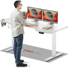160x75CM Electric Standing Desk Height Adjustable Corner Standing Desk with Hooks and Cupholder Sit Stand Table Adjustable Desk with Memory Smart Pannel for Home Office