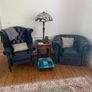 Chesterfield Blue Leather Couch Suite Image 6