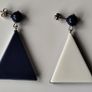 1980s Vintage Two Tone Triangle Geometric Earrings Image 7