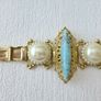 1950's Vintage Victorian Revival Turquoise Pearl Bracelet Image 2