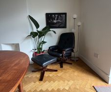 Vintage Danish Recliner Armchair & Footstool