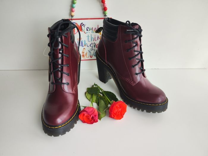 Dr Martens Persephone cherry red chunky heel platform boots UK8 EU42 US10